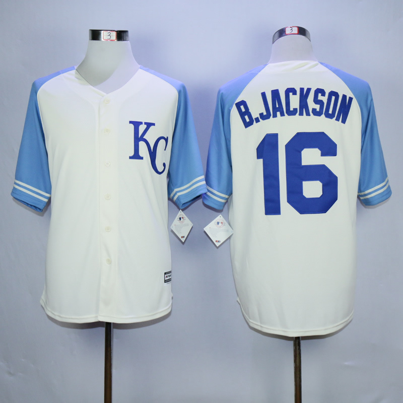 Men Kansas City Royals #16 B.Jackson Cream White MLB Jerseys->kansas city royals->MLB Jersey